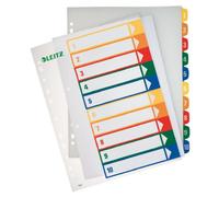 Leitz A4 1-10 Index, PC-Printable, Heavy Duty Plastic, White/Multicolour