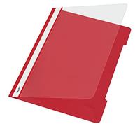 Leitz A4 Standard Plastic File, 30 Percent Pre-Consumer Recycled Plastic, Flatfile for A4 Sheets, 60 Sheet Capacity, Red, 41910025