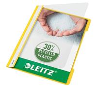 Leitz A4 Standard Plastic File, 30 Percent Pre-consumer Recycled Plastic, Flatfile for A4 Sheets, 60 Sheet Capacity, Yellow, 41910015