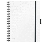 Leitz A4 Stiff Cover Notebook, White Wire Bound, 80 Sheets, Ruled, 80 gsm Ivory Paper, Wow Be Mobile Range