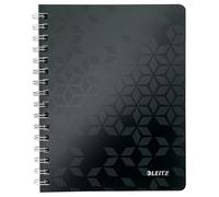 Leitz A5 Flexible Cover Notebook, Black Wire Bound, 80 Sheets, Squared Paper, 90 gsm Ivory Paper, Wow Range