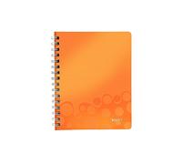 Leitz A5 Flexible Cover Notebook, Orange (Wire Bound, 80 Sheets, Ruled, 90 gsm Ivory Paper, Wow Range), Pack of 1