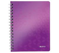 Leitz A5 Flexible Cover Notebook, Purple (Wire Bound, 80 Sheets, Squared Paper, 90 gsm Ivory Paper, Wow Range), Pack of 1
