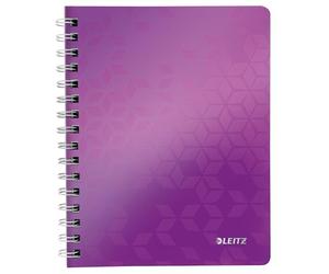 Leitz A5 Flexible Cover Notebook, Purple (Wire Bound, 80 Sheets, Squared Paper, 90 gsm Ivory Paper, Wow Range), Pack of 1
