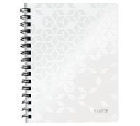 Leitz A5 Flexible Cover Notebook, White Wire Bound, 80 Sheets, Squared Paper, 90 gsm Ivory Paper, Wow Range