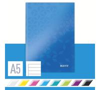 Leitz A5 Hard Cover Notebook, Blue (80 Sheets, Ruled, 90 gsm Ivory Paper, Wow Ra