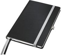 Leitz A5 Hard Cover Notebook, Satin Black (80 Sheets Squared Paper, with 2 Bookmarks, 100 gsm Ivory Paper, Style Range)