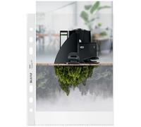 Leitz A5 Pockets, Pack of 25, Punched Plastic Sleeves, Embossed Mat Surface, 100 Micron Thick, 100% Recyclable, Eco Friendly, Recycle Range, 40020003, Clear