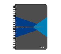 Leitz A5 Stiff Cover Notebook, Blue (Wire Bound, 90 Sheets, Ruled, 1 Bookmark, 90 gsm Ivory Paper, Office Range)