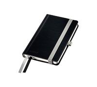 Leitz A6 Hard Cover Notebook, Satin Black (80 Sheets Squared Paper, with 2 Bookmarks, 100 gsm Ivory Paper, Style Range)