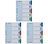 Leitz Blanko Plastic dividers, A5, PP, 5 Sheet, Assorted Colours (Pack of 3)