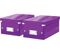 Leitz Click and Store 60410001 Archive Box for CDs Grey Cardboard, Purple