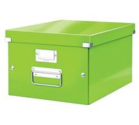 Leitz Click & Store A4 Medium Storage Box, Green, Ideal for Home & Office | Durable Portable Organiser Box with Lid & Metal Handles, Quick and Easy Assembly, 16L and up to 9kg Capacity, WOW Range