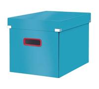 Leitz Click & Store Cube, Foldable Large Storage Box with Lid, Premium Strong Cardboard Container for Home/Office Filing, Cosy Range, Calm Blue,