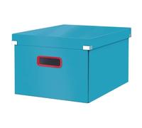 Leitz Click & Store Medium Storage Box, Foldable A4 File Box with Lid, Premium Strong Cardboard Container for Home/Office Filing, Cosy Range, Calm Blue, 53480061