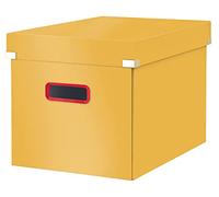 Leitz Click & Store Cube, Foldable Large Storage Box with Lid, Premium Strong Cardboard Container for Home/Office Filing, Cosy Range, Warm Yellow, 53470019