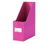 Leitz Magazine File Holder, A4, Cardboard Document Storage Box with Label, Foldable, for Home, Office & School, Click and Store Range 60470023 - Pink