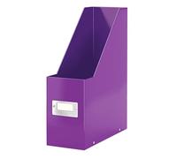 Leitz Magazine File Holder, A4, Cardboard Document Storage Box with Label, Foldable, for Home, Office & School, Click and Store Range 60470062 - Purple