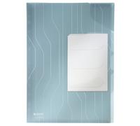 Leitz Combifile Tab Folder A4, Clear Blue Matt Finish, Top Left Open, 200 Micron Polypropylene, Pack of 3, 47290035