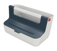 Leitz Storage Carry Box, Cosy Range, Hot Desking Box, Organiser Box for Home or Office, Storage Box with Handle, Smart Compartments for Organisation, Velvet Grey, 61250089