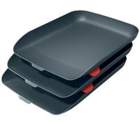 Leitz A4 Letter Tray, Set Of Three, Cosy Range, Velvet Grey, 53582089