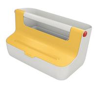Leitz Storage Carry Box, Cosy Range, Hot Desking Box, Organiser Box for Home or Office, Storage Box with Handle, Smart Compartments for Organisation, Warm Yellow, 61250019
