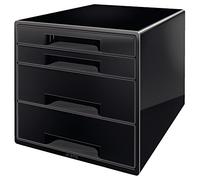 Leitz Cube 4 Drawer Desk Organizer, Black/Grey, Dual Colour Range, 52521095