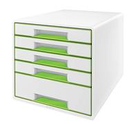 Leitz CUBE Drawer Box with 5 Drawers, hite/Green, A4