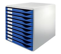 Leitz Desktop Drawers PS (Polystyrene) Blue 10 Drawers 28.5 x 35.5 x 29 cm A4