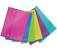 Leitz Document Wallet with press buttons, Pack of 1, Holds up to 120 A4 sheets, Assorted colours, 120 Micron PP material, WOW Range