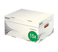 Leitz easyboxx Storage and Transport Box, Size S, Box A4 Folders, Magazines and Much More, Transport Box with Top Lid, Pack of 15, White/Black, 61350000