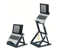 Leitz Ergo 2-in-1 Sit-Stand Laptop Stand, IGR-Certified Height Options | For desk, 9-17" laptops & tablets, five heights 24-61.5 cm, foldable 315x310x47 mm, 3.5 kg load, dark grey