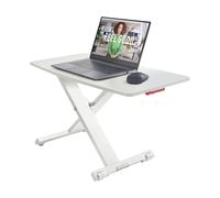 Leitz Standing Desk Converter, Compact Ergonomic Height Adjustable Stand For Computer Screens, Monitors & Laptops, Slimline & Saves Space, 700 x 350 mm, Ergo Cosy Range, White & Grey, 65330085