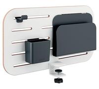 Leitz Ergo Small Pegboard Desk Organiser with Desk Tidy Accessories, Compatible with Desk Thickness of 35mm, Wide Hanging Slots, Clamp Mounting, 42cm x 25cm, Ergo Range, White, 65480000
