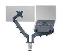 Leitz Ergo Space-Saving Adjustable Dual Computer Monitor & Laptop Arm 1120 X 110 X 600mm For Home Office In Dark Grey