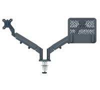 Leitz Ergo Space Saving Monitor and Laptop Arm, Dark Grey Arm for Monitor Up to 32" and Laptop Up to 17", Dark Grey, 65380089