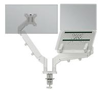 Leitz Ergo Space Saving Dual Monitor & Laptop Arm 6538 Height Adjustable Up to 32"/17" Light Grey