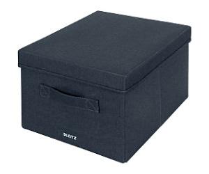 Leitz Fabric Storage Box 6144 With Lid Medium Grey Fabric 18.6 Litre 285 x 380 x 203 mm Pack of 2