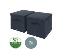 Leitz Fabric Storage Box with Lid Twinpack Large Grey 61450089