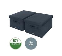 Leitz Fabric Storage Box with Lid Twinpack Medium Grey 61440089