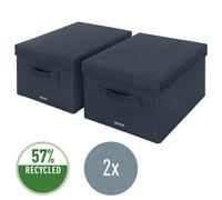 Leitz Fabric Storage Box with Lid Twinpack Medium Grey 61440089