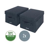 Leitz Fabric Storage Box with Lid Twinpack Small Grey 61460089
