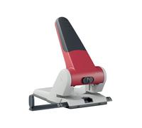 Leitz Heavy Duty Hole Punch 51800025, 65-Sheet Metal, Guide Bar with Format Markings – Red