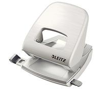 Leitz Hole Punch, 30 Sheets, Guide Bar with Format Markings, Metal, Style Range, 50060004 - Arctic White