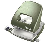 Leitz Hole Punch, 30 Sheets, Guide Bar with Format Markings, Metal, Style Range, 50060053 - Celadon Green