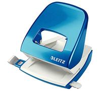 Leitz Hole Punch, 30 Sheets, Guide Bar with Format Markings, Metal, WOW Range, 50081036 - Metallic Blue