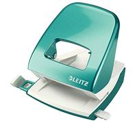 Leitz Hole Punch NeXXt WOW 50081051 - 30-sheet Metal, Guide Bar with Format Markings - Ice Blue