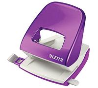 Leitz Hole Punch, 30 Sheets, Guide Bar with Format Markings, Metal, WOW Range, 50081062 - Purple