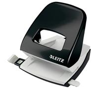 Leitz Hole Punch, 30 Sheets, Guide Bar with Format Markings, Metal, WOW Range, 50081095 - Black