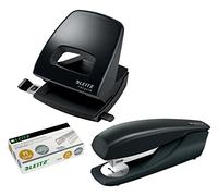 Leitz Hole Punch for 30 Sheets, Stop Rail with Format Details, Black | Punches up to 30 sheets; Comfortable grip and guide bar support accurate punching; For work, school or home